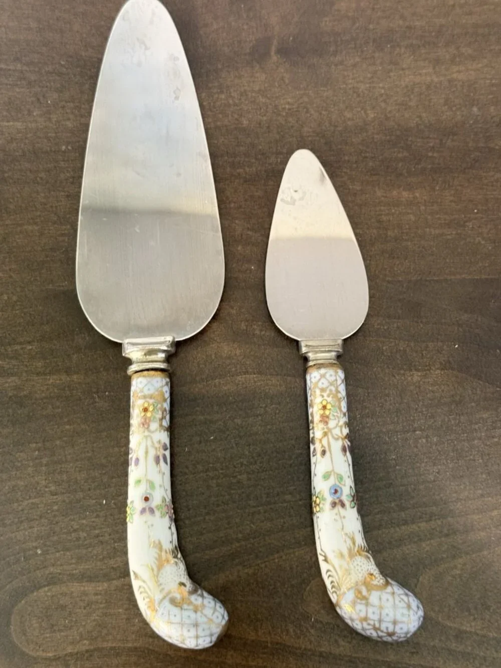 Vintage 2 Piece Sheffield England Pie & Cake Serving Set Stainless S & Porcelain